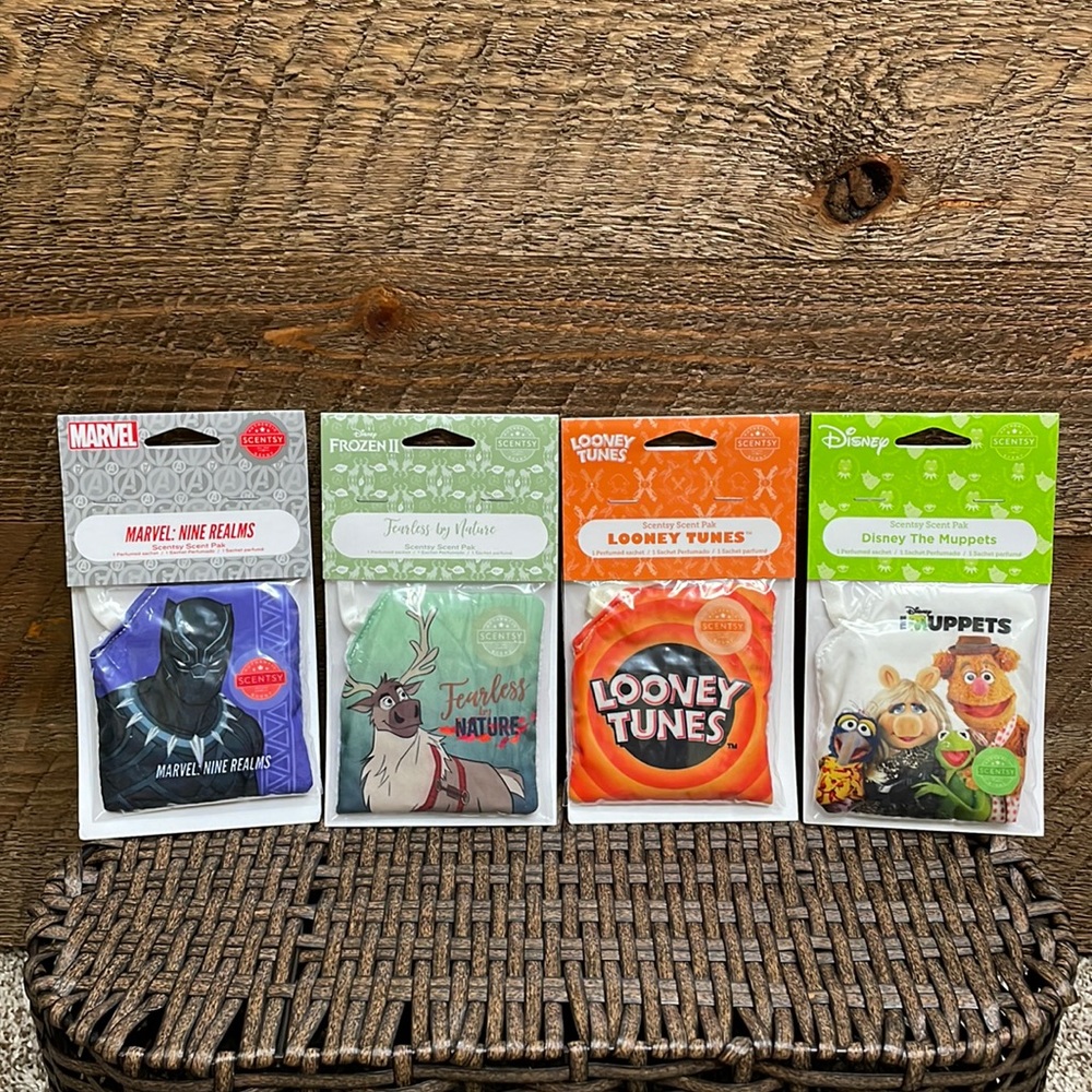 Scentsy Scent Paks Marvel, Frozen II, Looney Tunes & The Muppets (Bundle of 4)